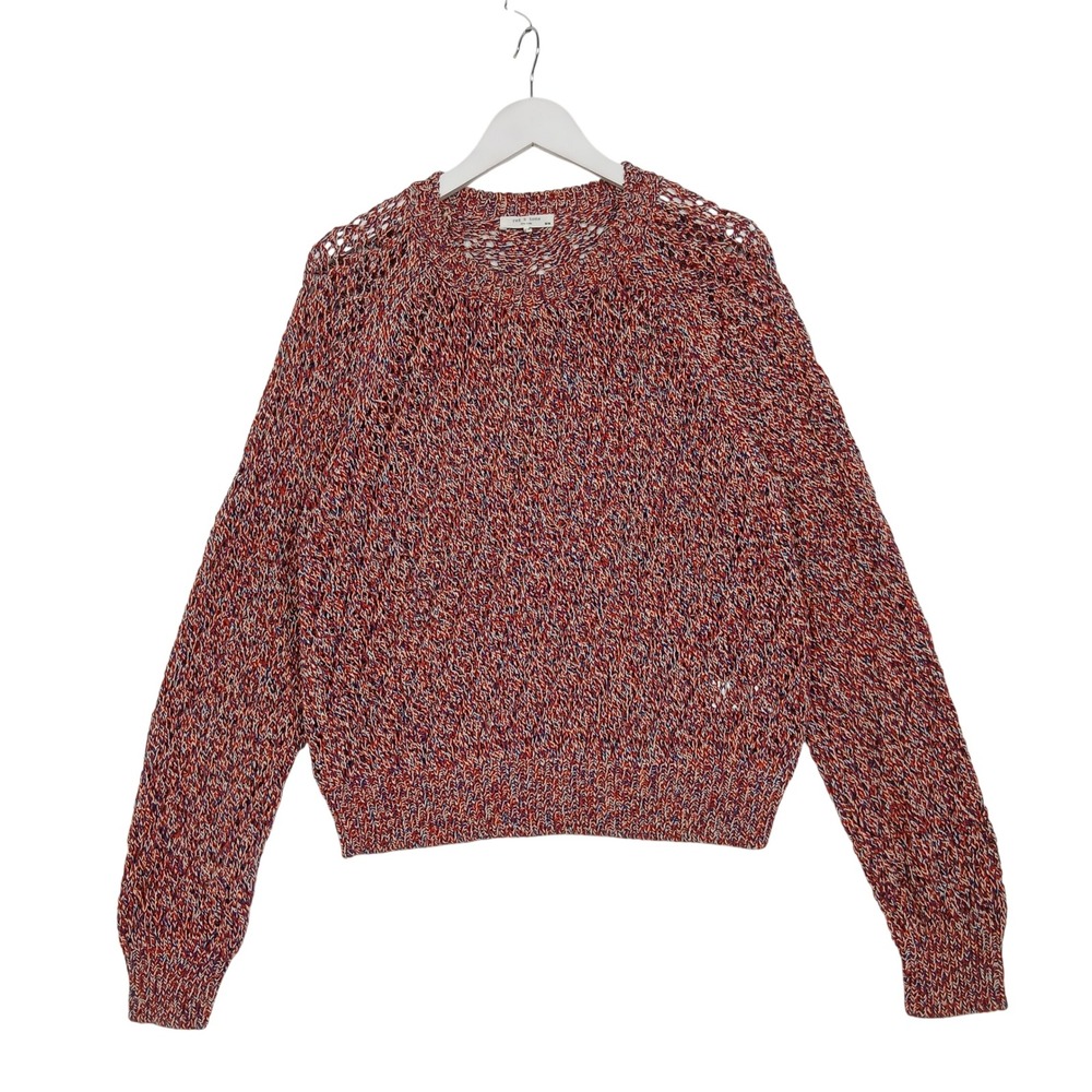 Rag & Bone Red White Blue Space Dye Cotton Knit Sweater Medium